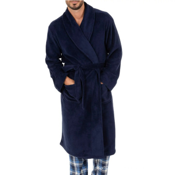 Mens Shawl Gollar Fleece Bathrobe